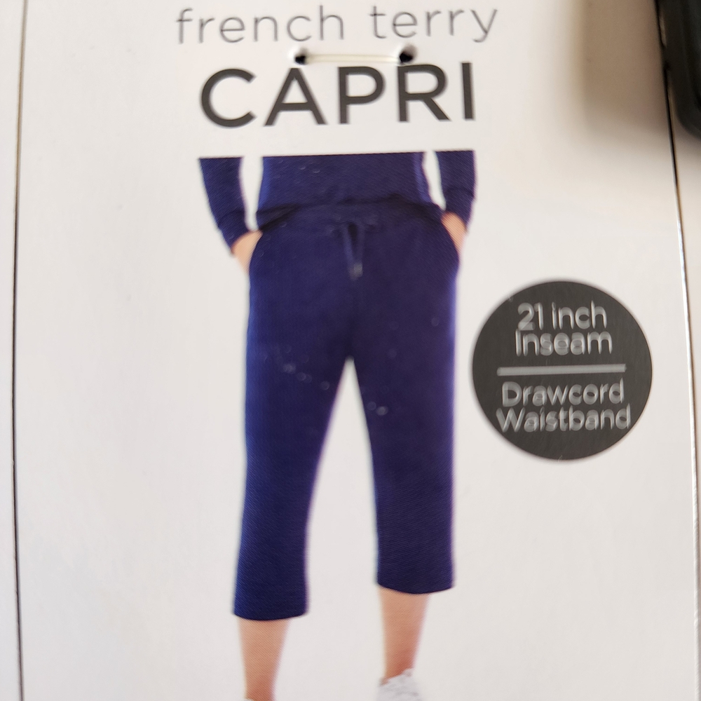 French Terry Capri Pants - Blue